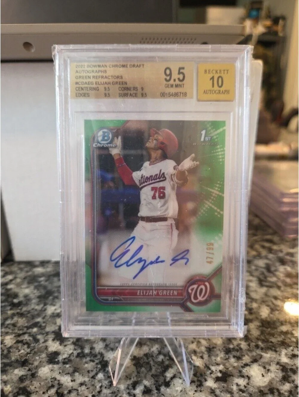 2022 Bowman Draft Chrome Draft Auto Elijah Green #CDA-EG Green Refractor /99
